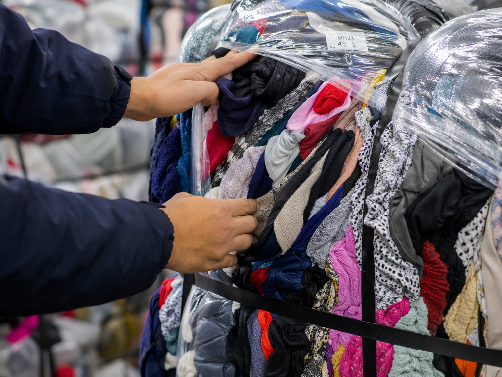 Inspección de calidad de pacas de ropa americana antes de exportar a Honduras