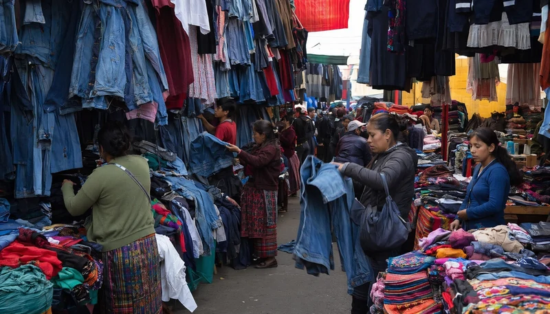 Mercado de ropa americana en Ciudad de Guatemala, venta al por mayor