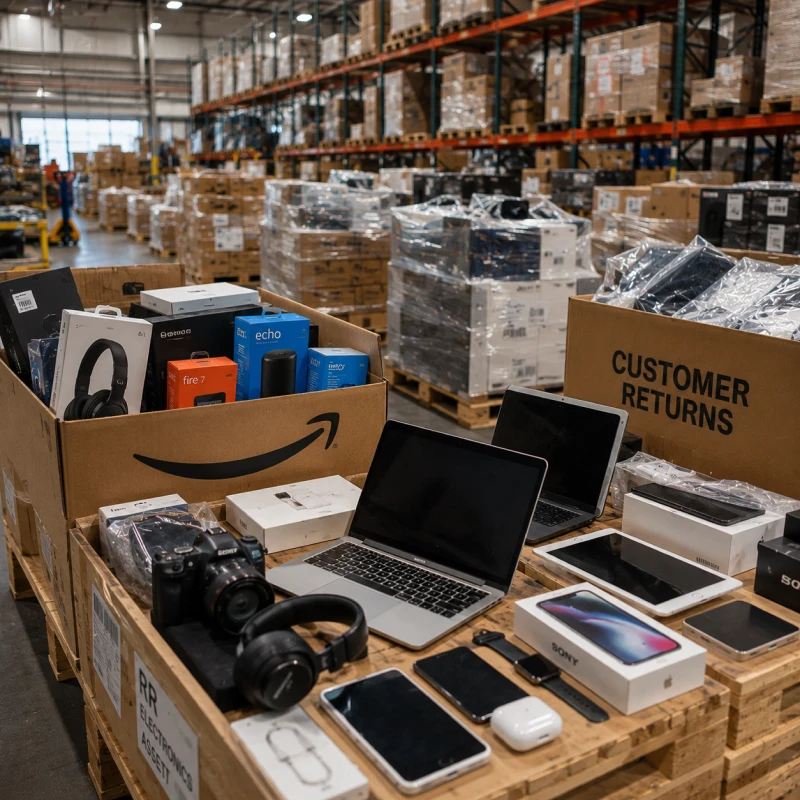 Lote de productos electrónicos devueltos para inspección y reventa mayorista