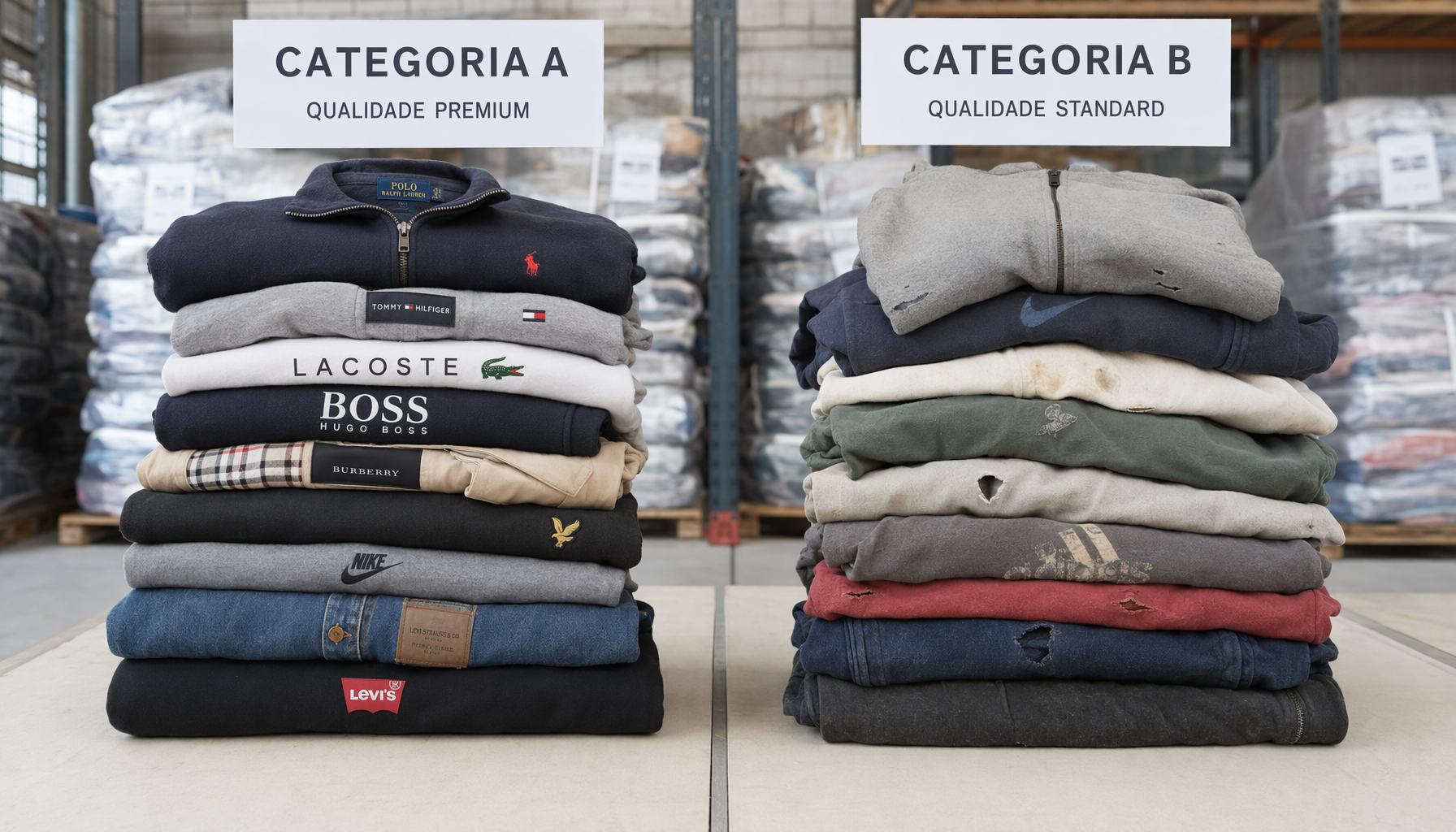 Diagrama editorial de criterios de clasificación de ropa usada